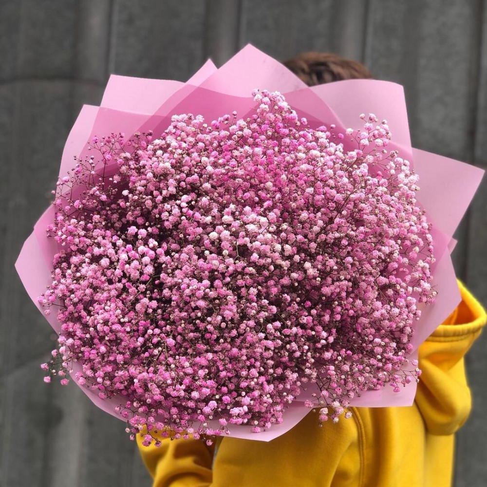 Букет цветов «Букет из 15 розовых гипсофил в крафте»
