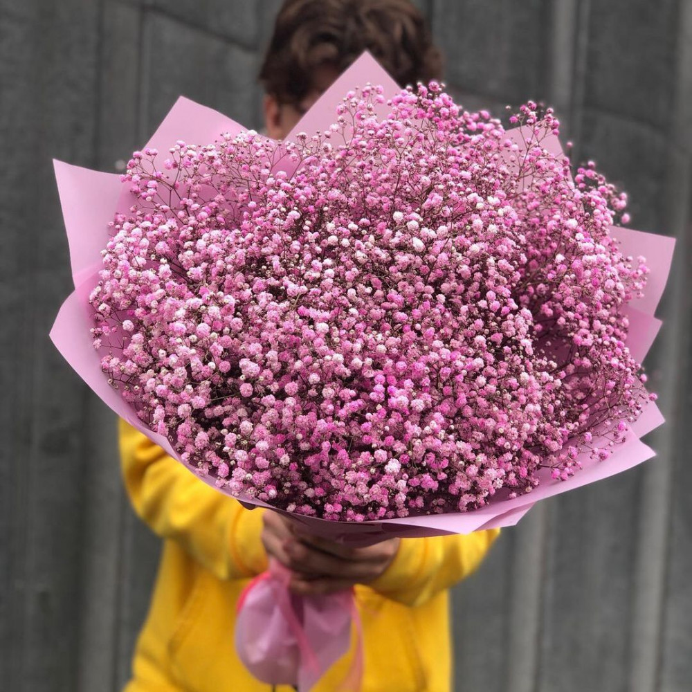 Букет цветов «Букет из 15 розовых гипсофил в крафте» - фото 2