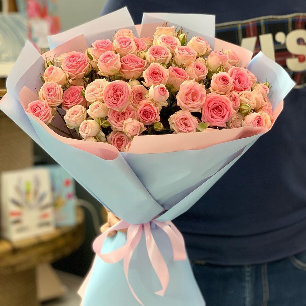 Букет цветов «Букет из 15 кустовых роз» - фото 2