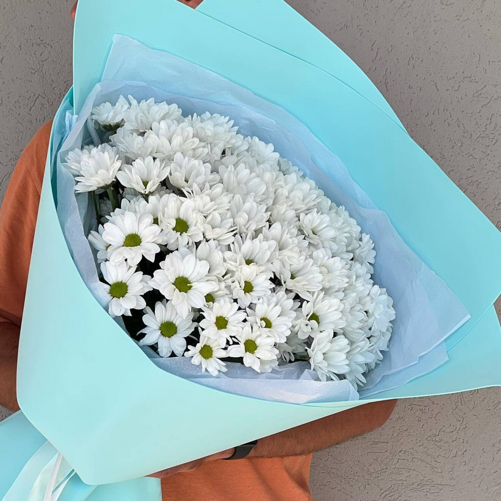 Букет цветов «Букет из 15 белых хризантем» - фото 3