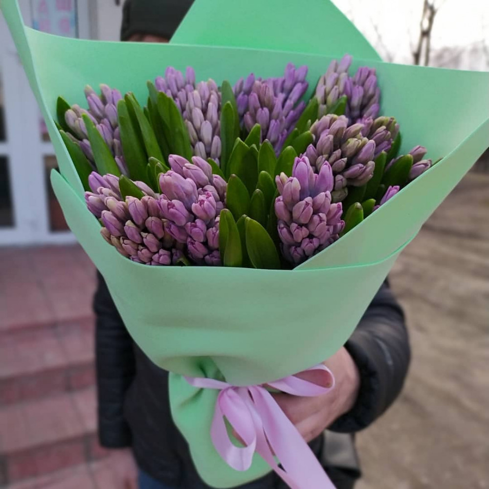 Букет цветов «Букет из 21 фиолетового гиацинта»