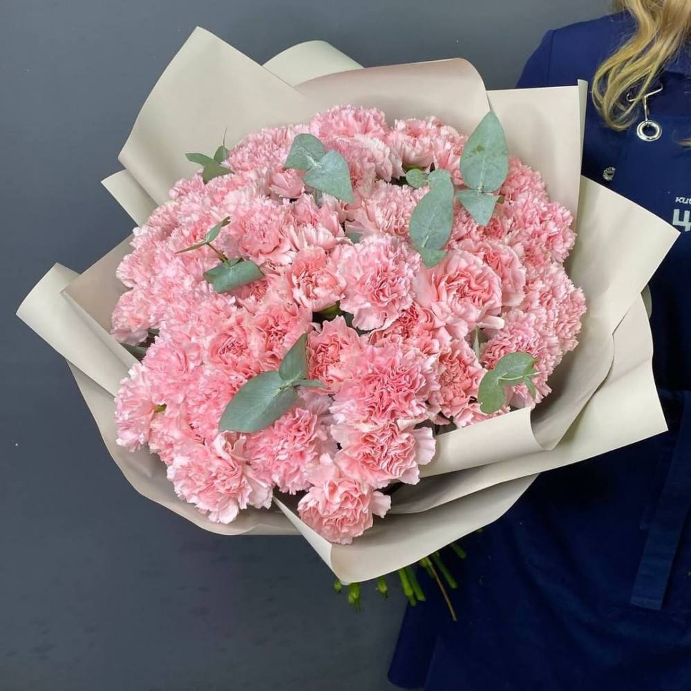 Букет цветов «Букет 55 розовых гвоздик»