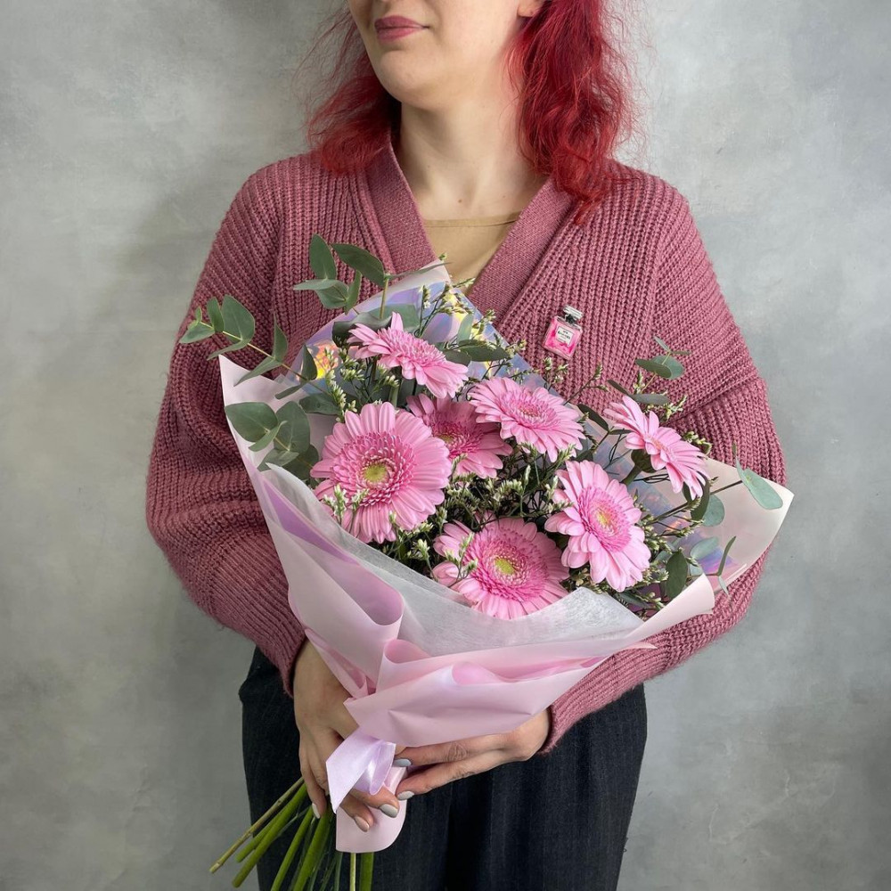 Букет цветов «Букет из 7 розовых гербер» - фото 3