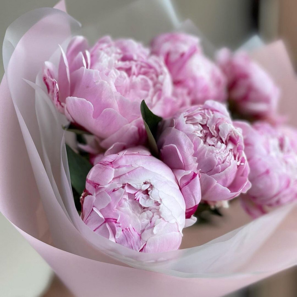 Букет цветов «7 розовых пионов» - фото 3