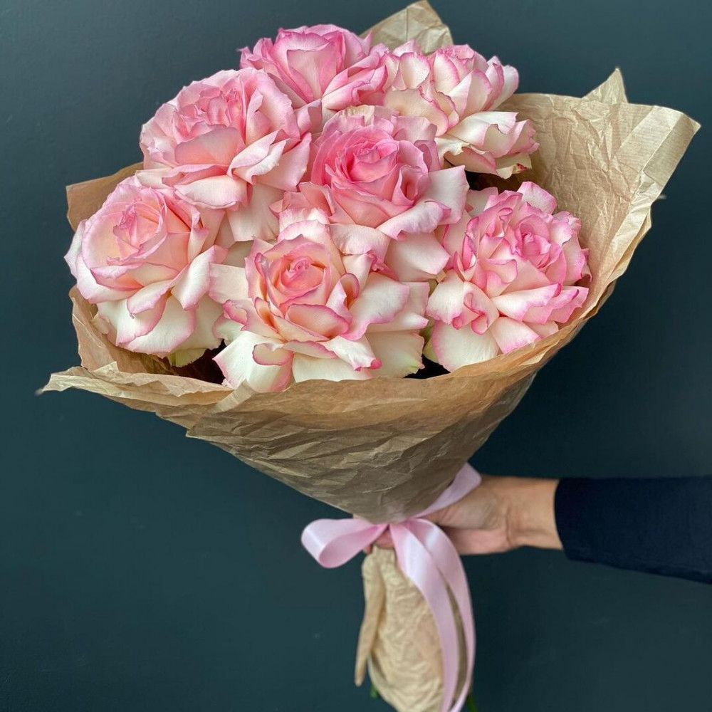 Букет цветов «7 розовых роз» - фото 2
