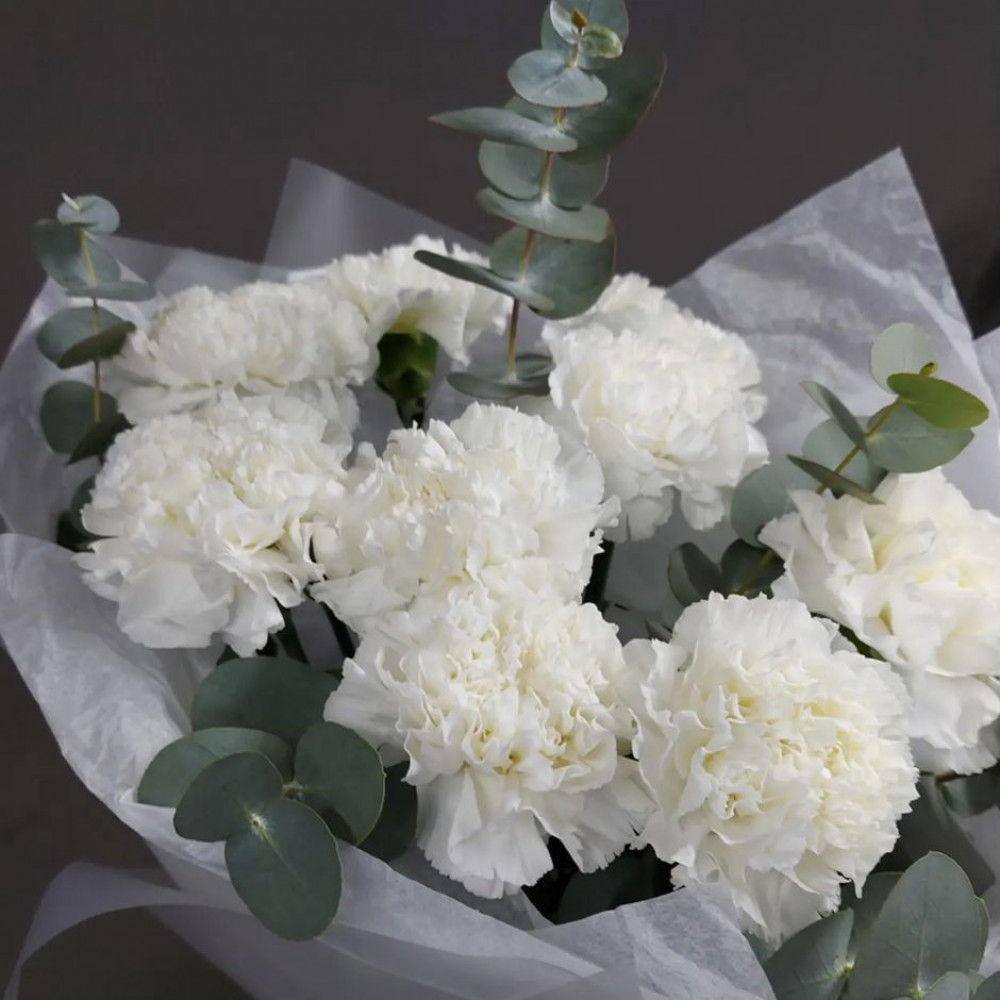Букет цветов «7 белых гвоздик» - фото 3