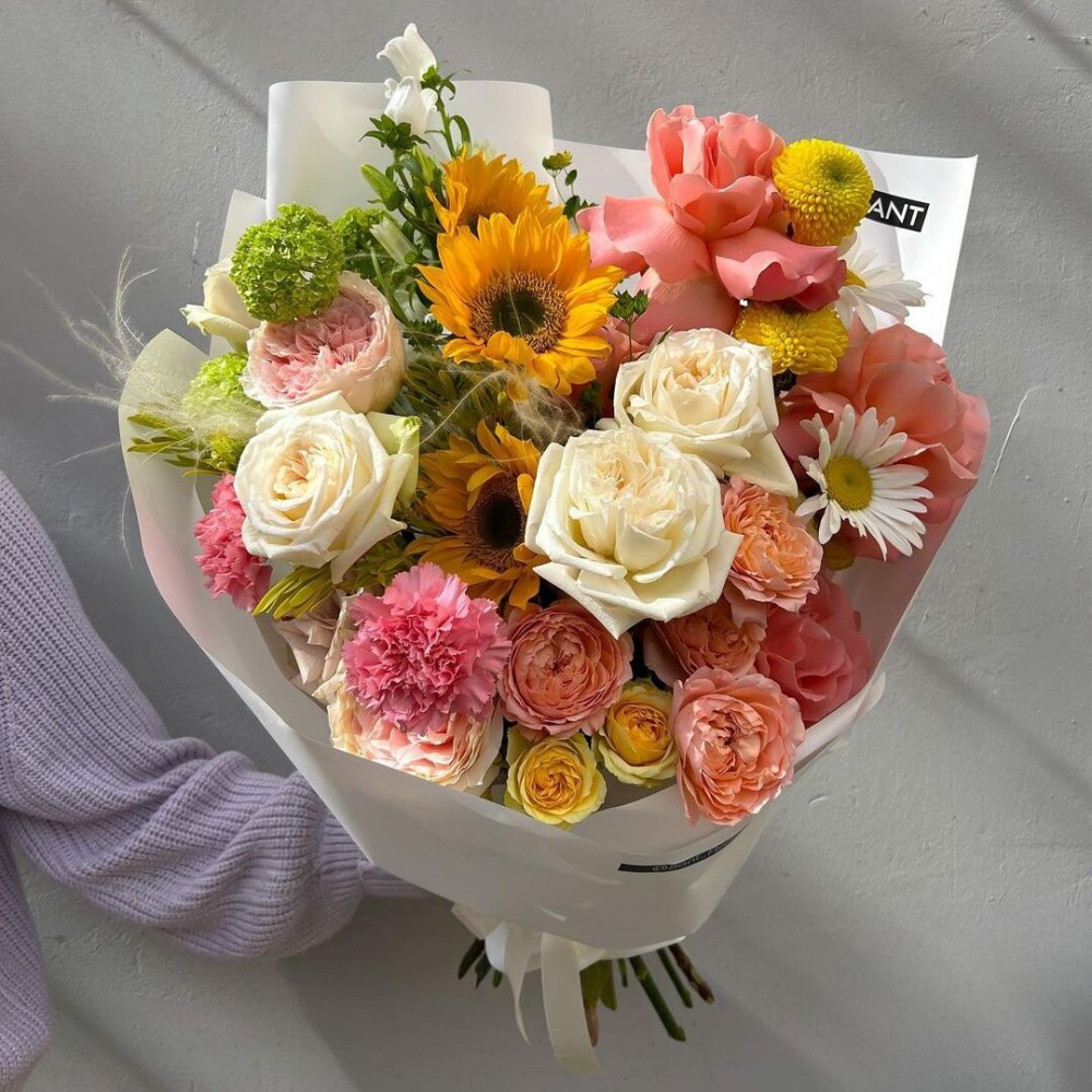 Букет цветов «Авторский букет с подсолнухами»