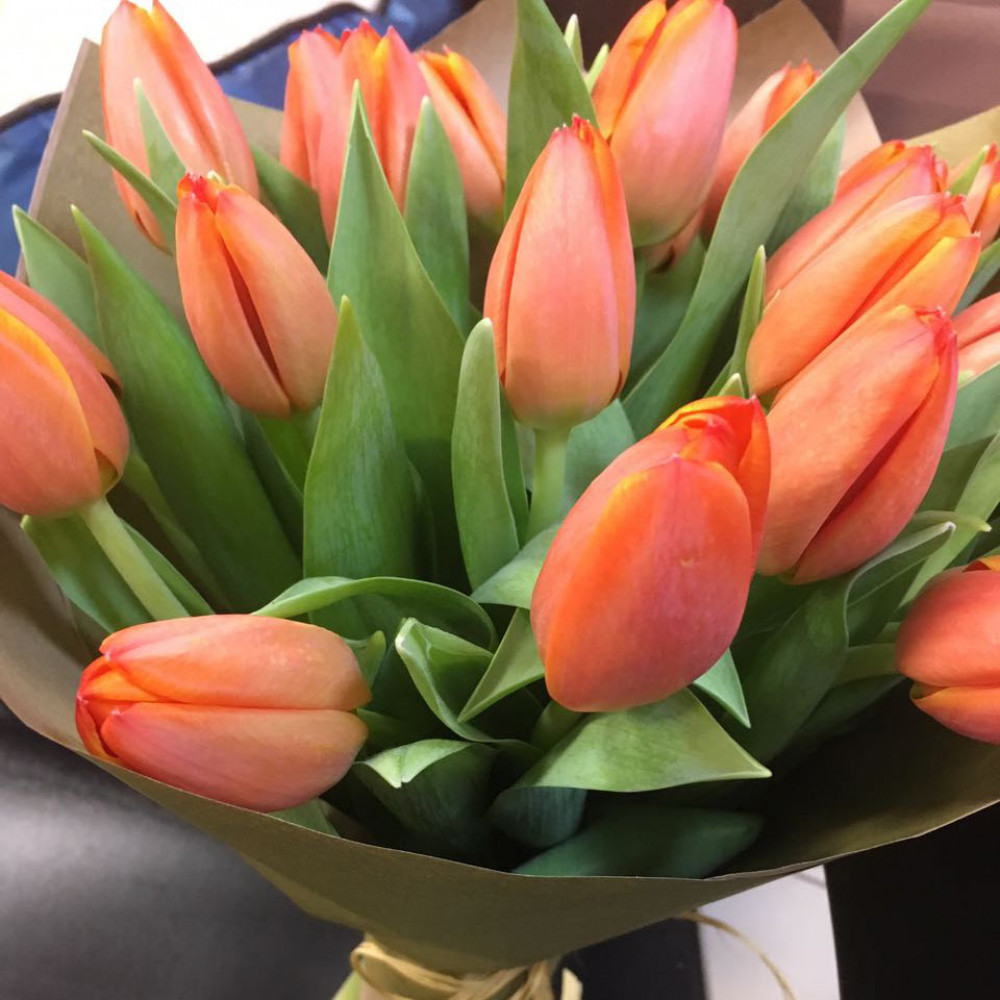 Букет цветов «Букет из 19 оранжевых тюльпанов» - фото 2