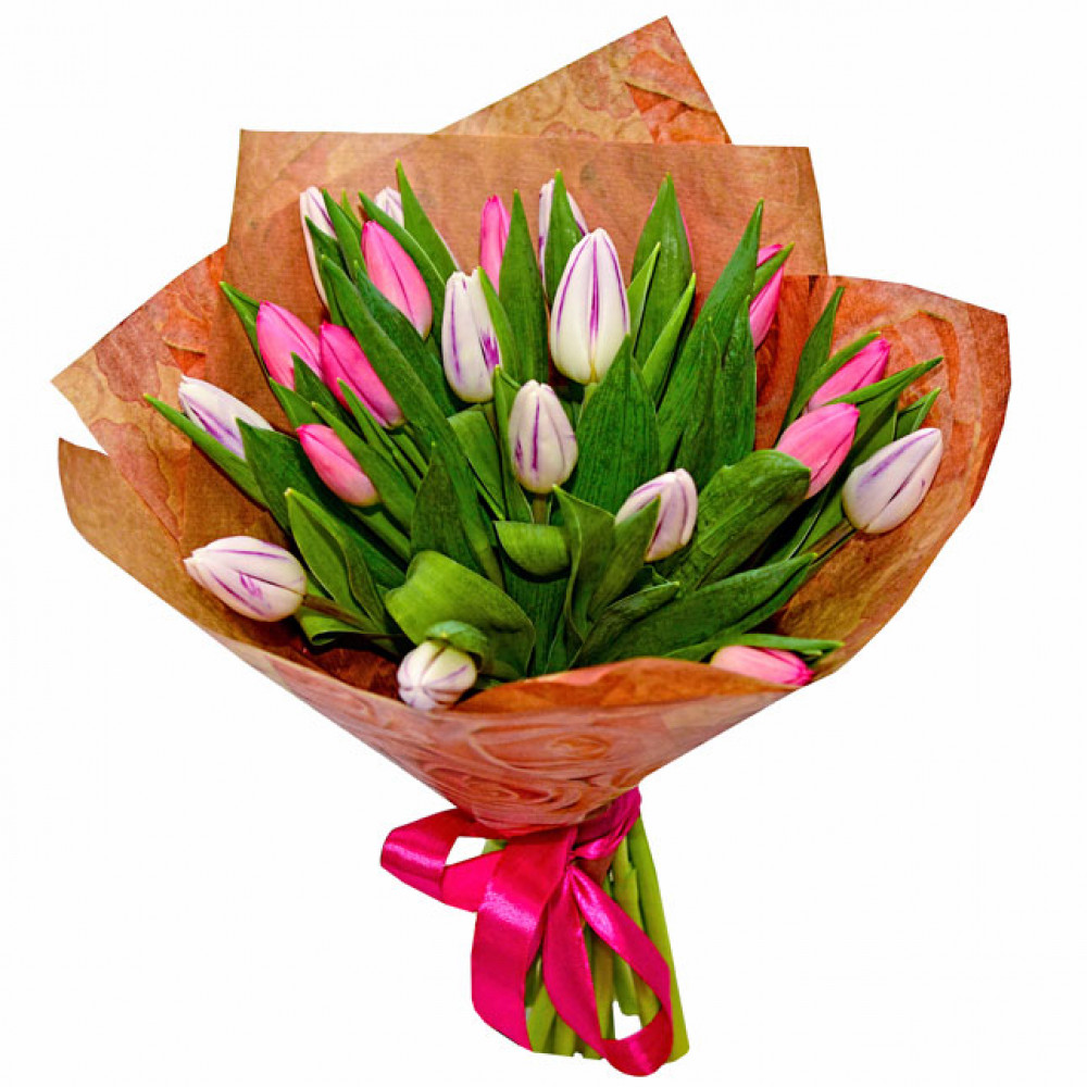 Букет цветов «Букет из 21 розового тюльпана»
