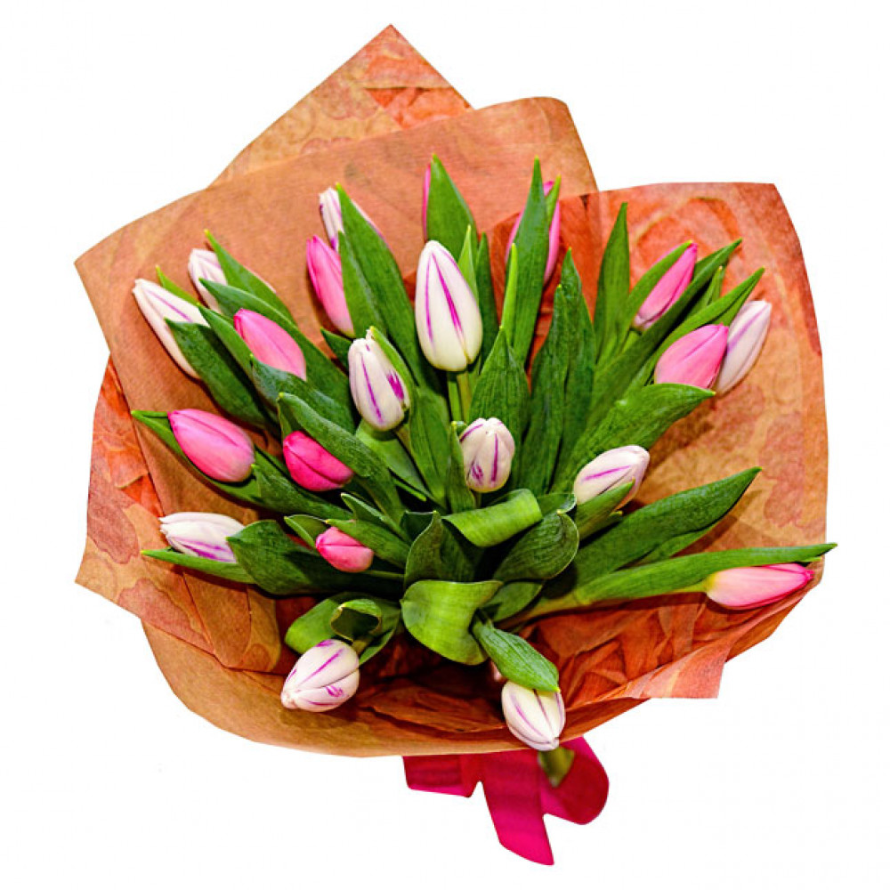 Букет цветов «Букет из 21 розового тюльпана» - фото 2