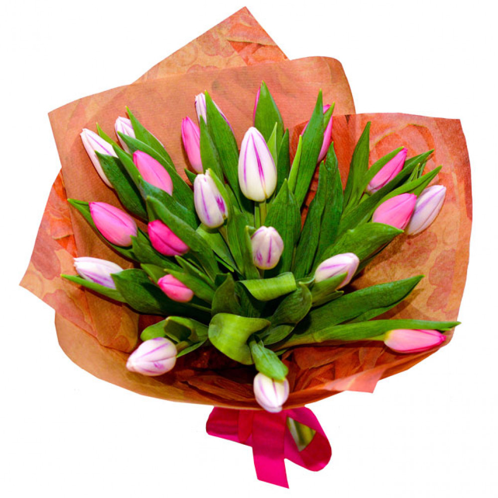 Букет цветов «Букет из 25 розовых тюльпанов» - фото 2