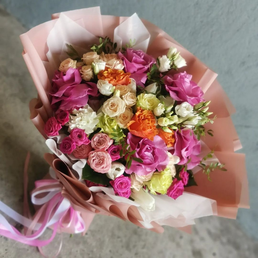 Букет цветов «Бизнес-букет из разноцветных роз» - фото 2
